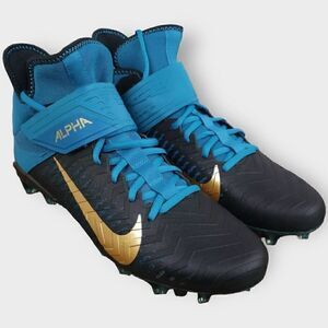 Nike Alpha Menace Pro 2 Football Cleats Teal Black Gold BV3945-403 Mens size 13